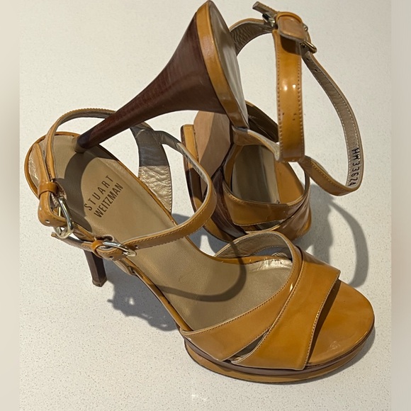 Stuart Wietzman Tan Leather Platform High Heel Size 8.5 - Picture 2 of 11